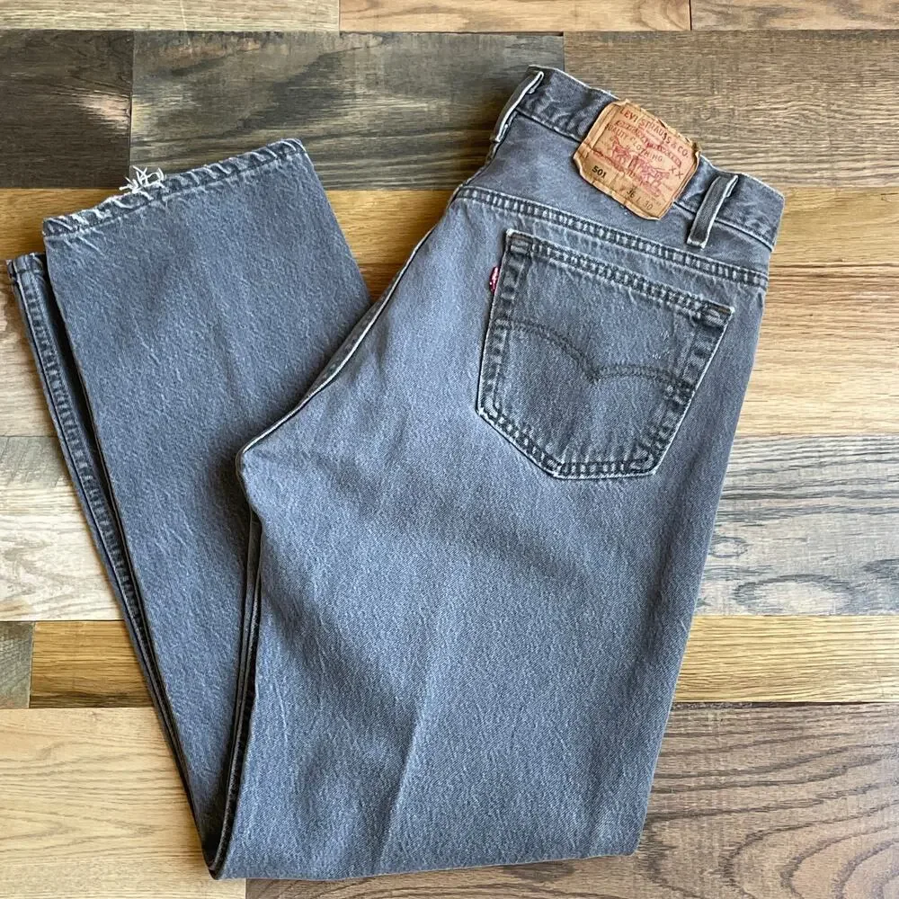 Vintage Levi's 501 Made USA Gray Jeans W36 L30 Button Fly 522